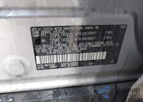 2022 Toyota Rav4 Xle из США, поврежденный, VIN 2T3P1RFV2NC316877